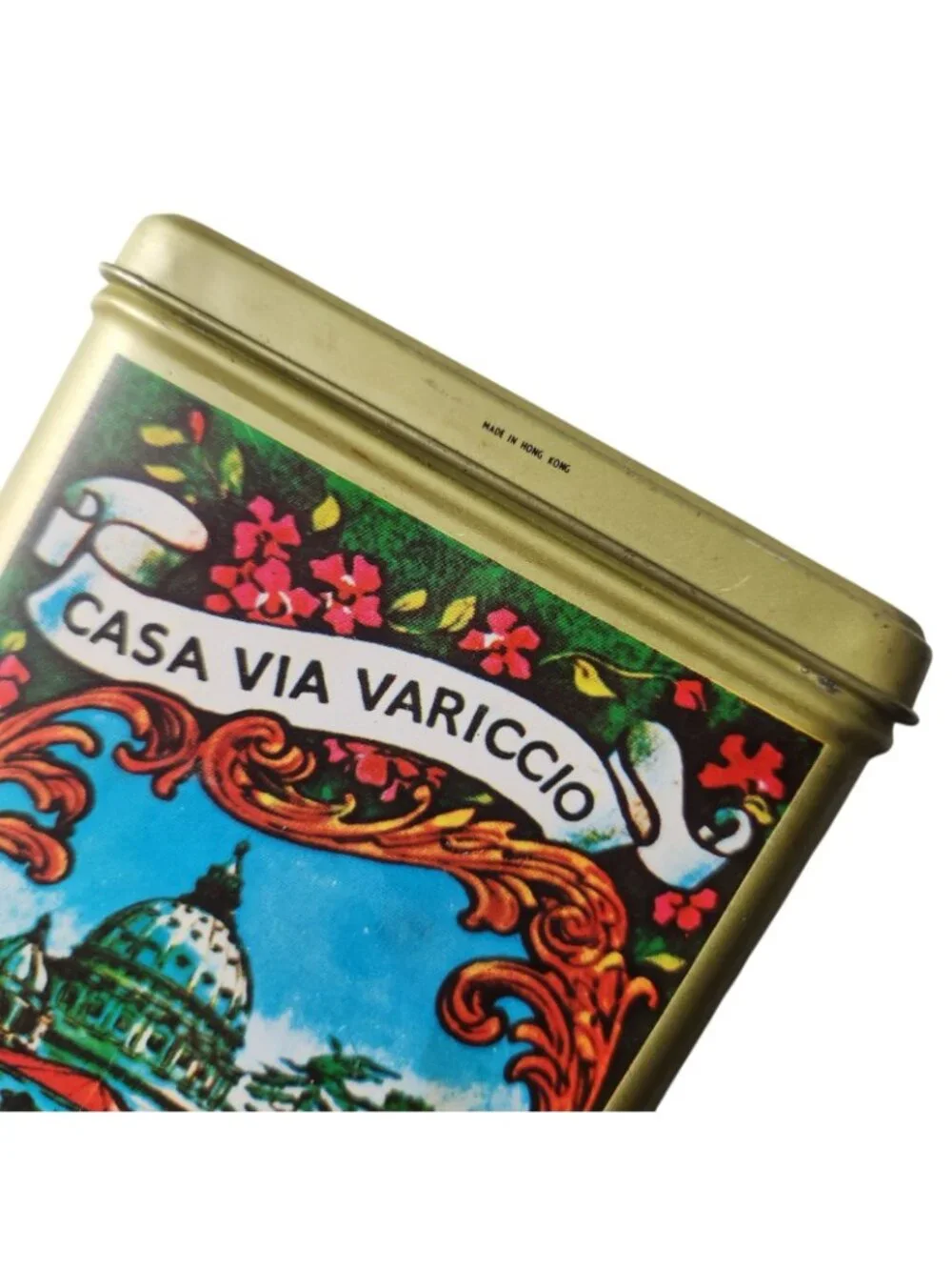 Vintage Casa Via Variccio Napoli Bologna Turino Pasta Tin Made In Hong Kong 12”